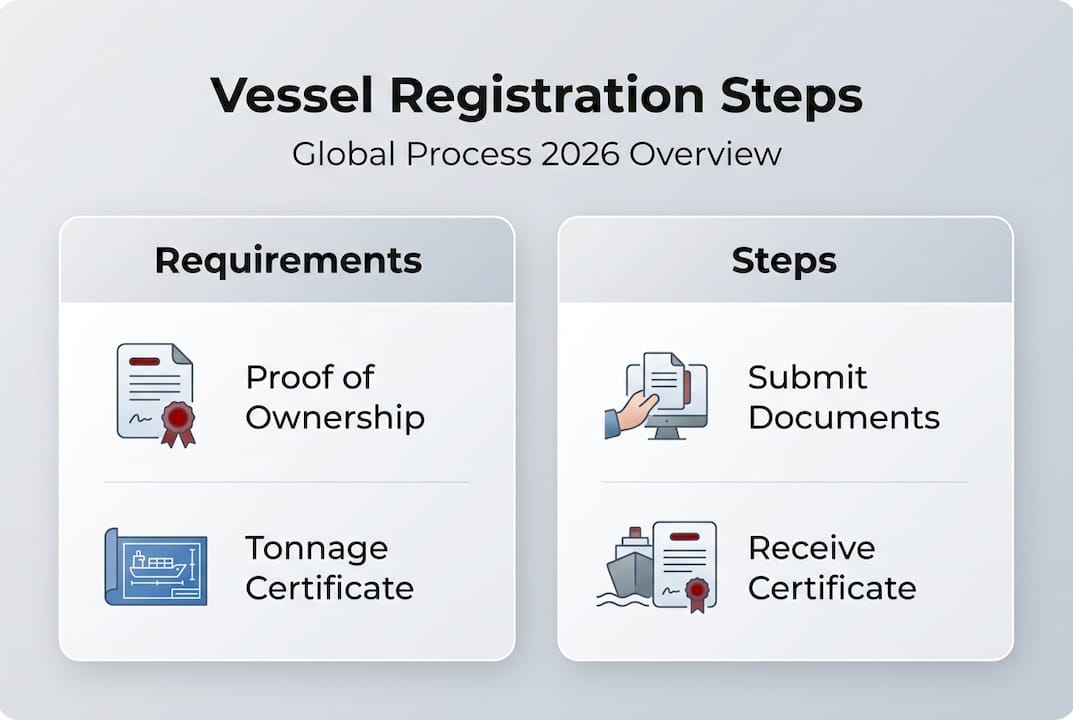 Infographic outlining global vessel registration steps