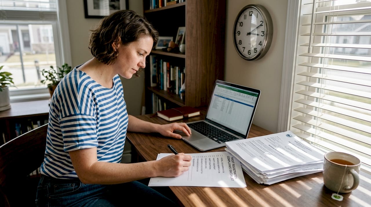 Yacht owner reviewing compliance documents in study