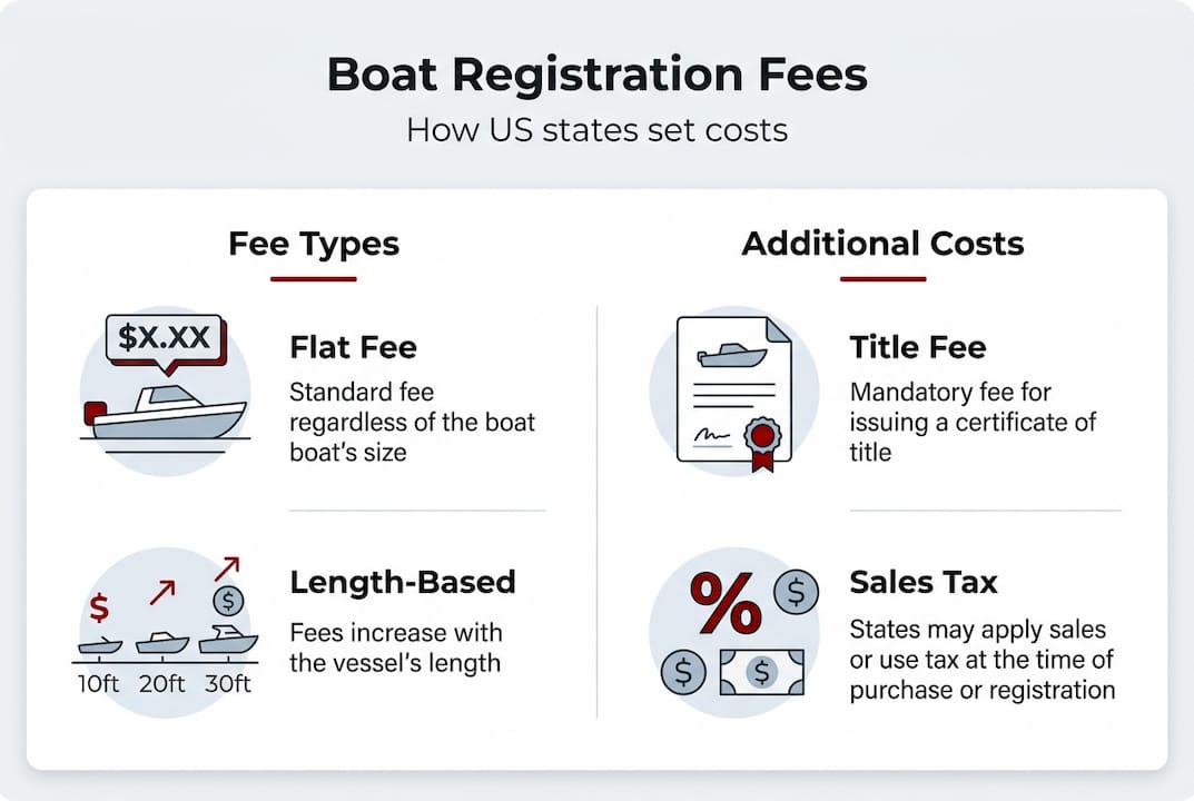 Infographic showing US boat fee types and costs