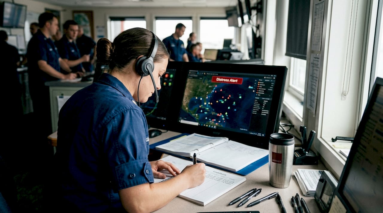 Coast guard officer responds to distress call