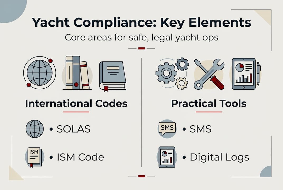 Infographic of yacht compliance core components