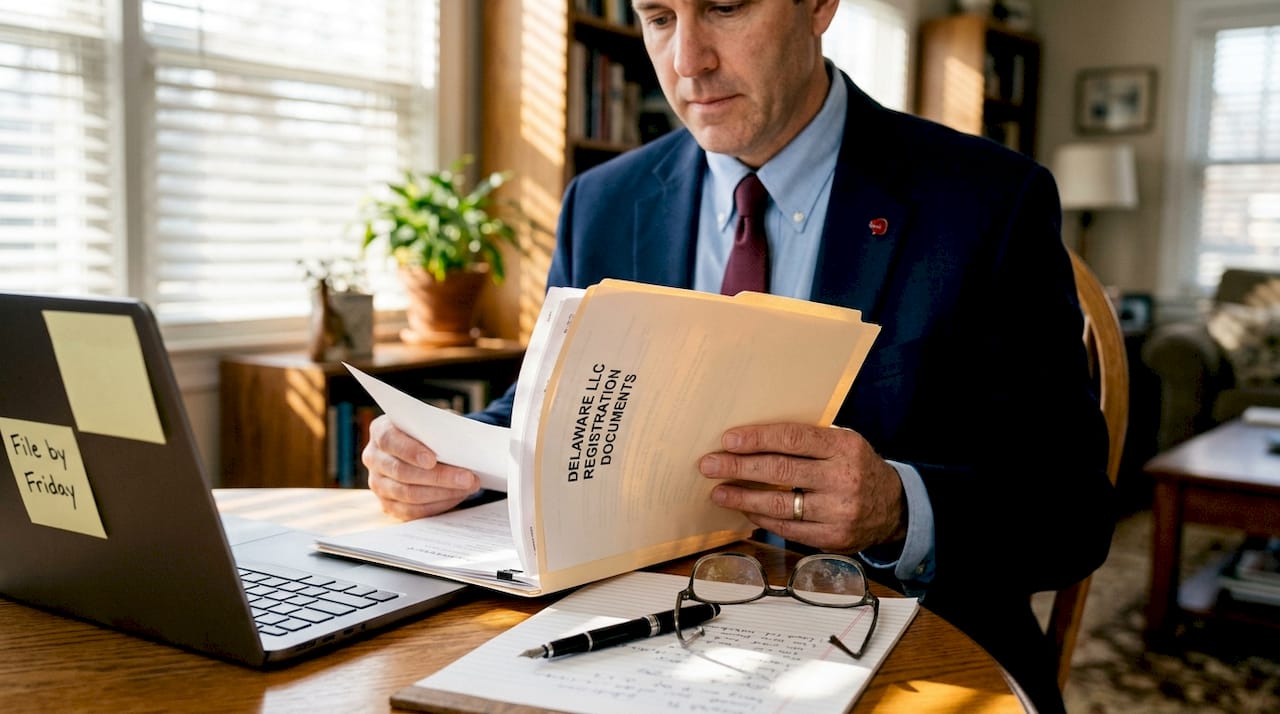 Hands holding yacht LLC documents