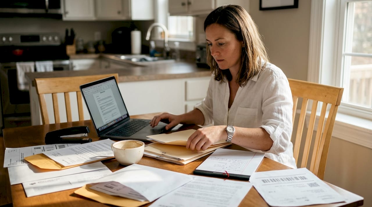 Owner organizing shipping registration documents