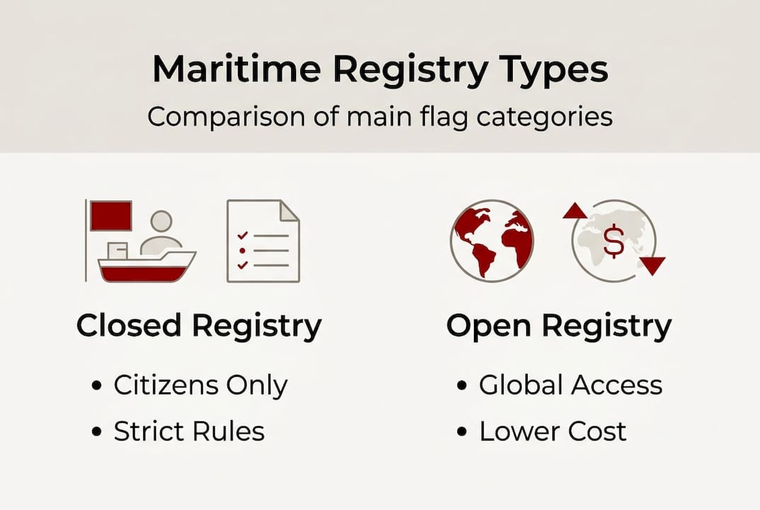 Infographic comparing open and closed registries