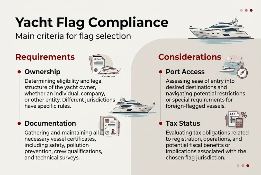 Infographic with yacht flag selection criteria