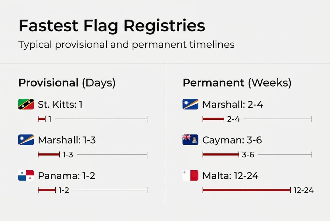 Infographic comparing fast flag vessel registration timelines