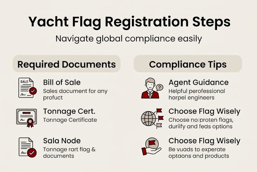 Infographic showing yacht registration steps and tips