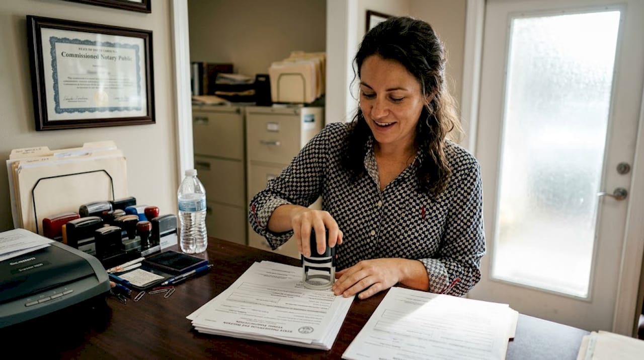 Notary verifying yacht registration documents