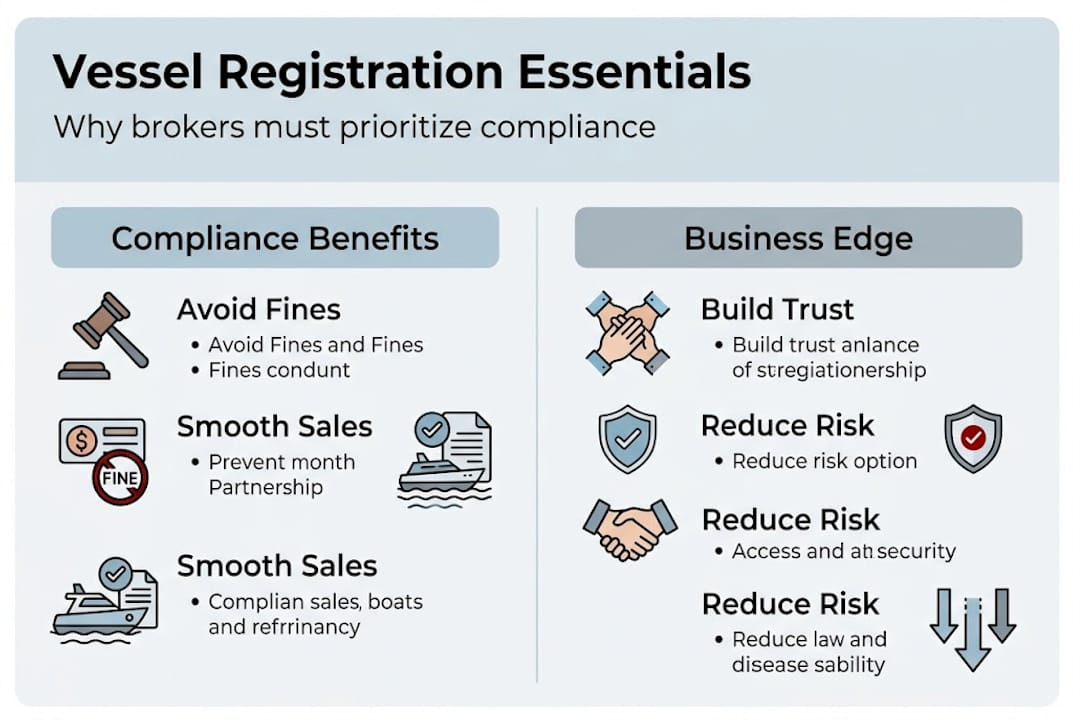 Infographic showing vessel registration benefits for brokers