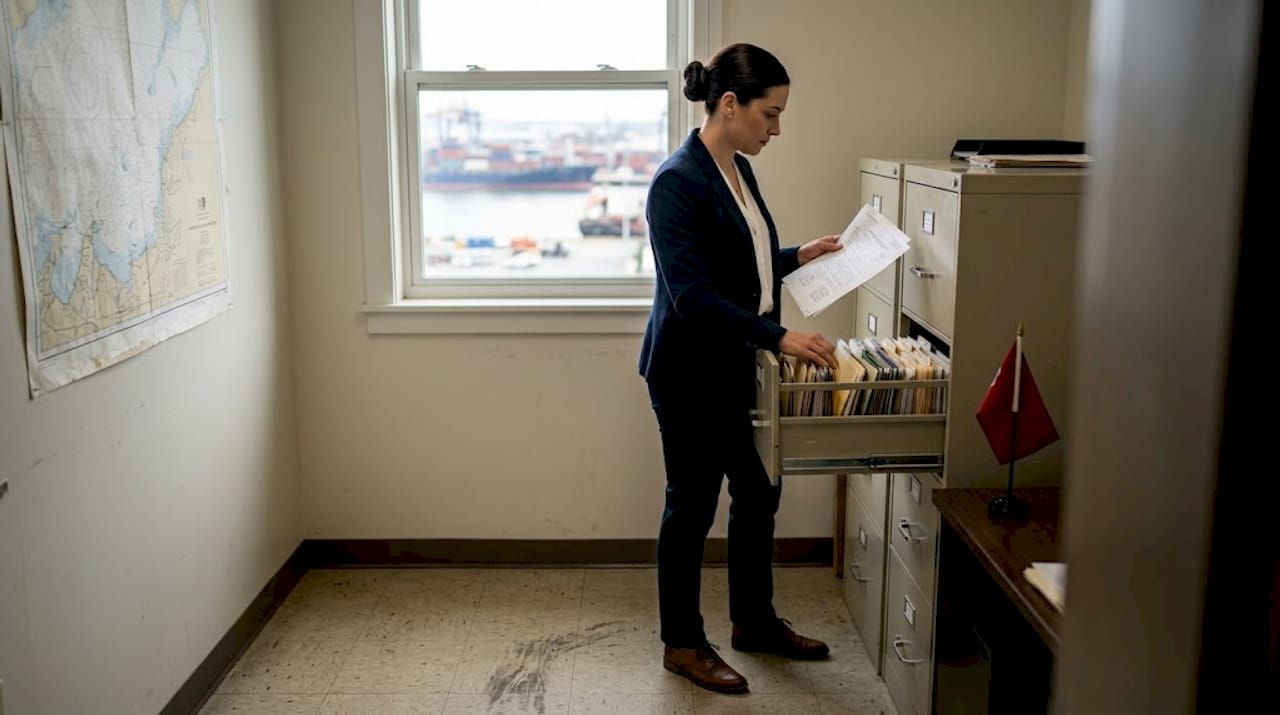 Official checking vessel registration documents