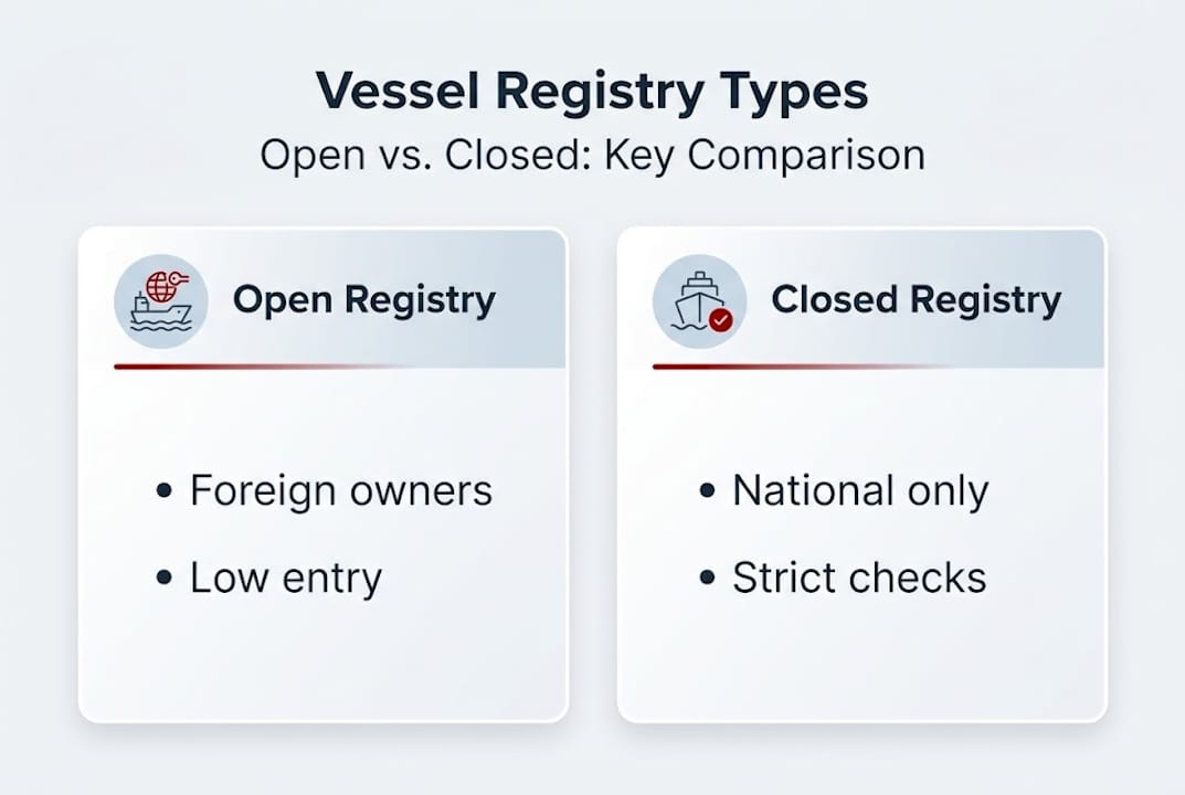 Infographic comparing open and closed registries