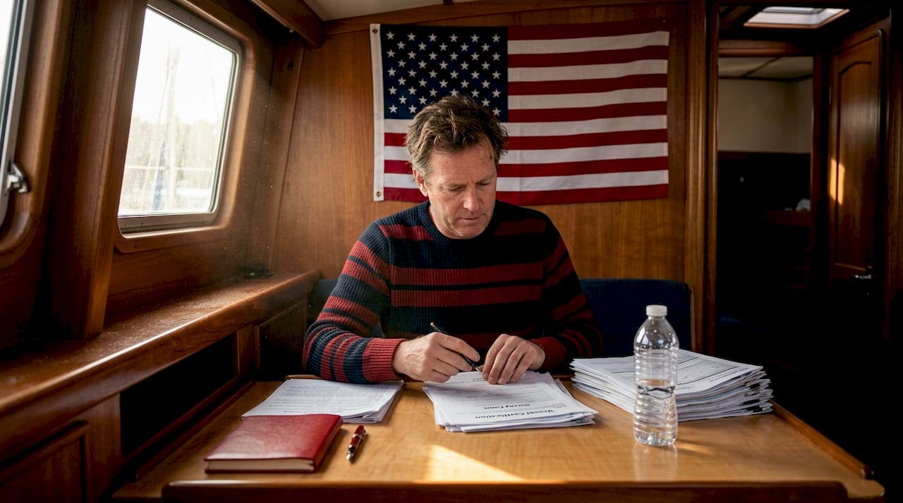Yacht owner reviews flag compliance documents