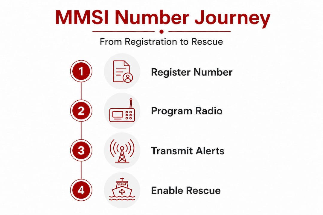 Infographic showing MMSI number process steps