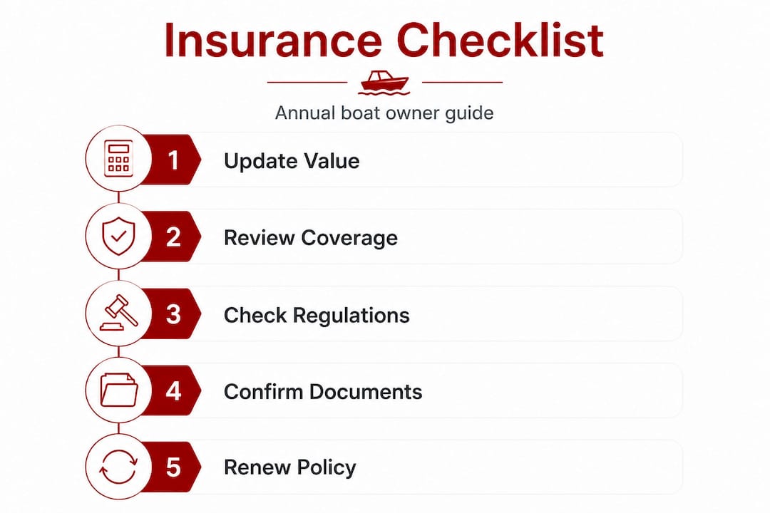 Vertical insurance checklist infographic for boat owners