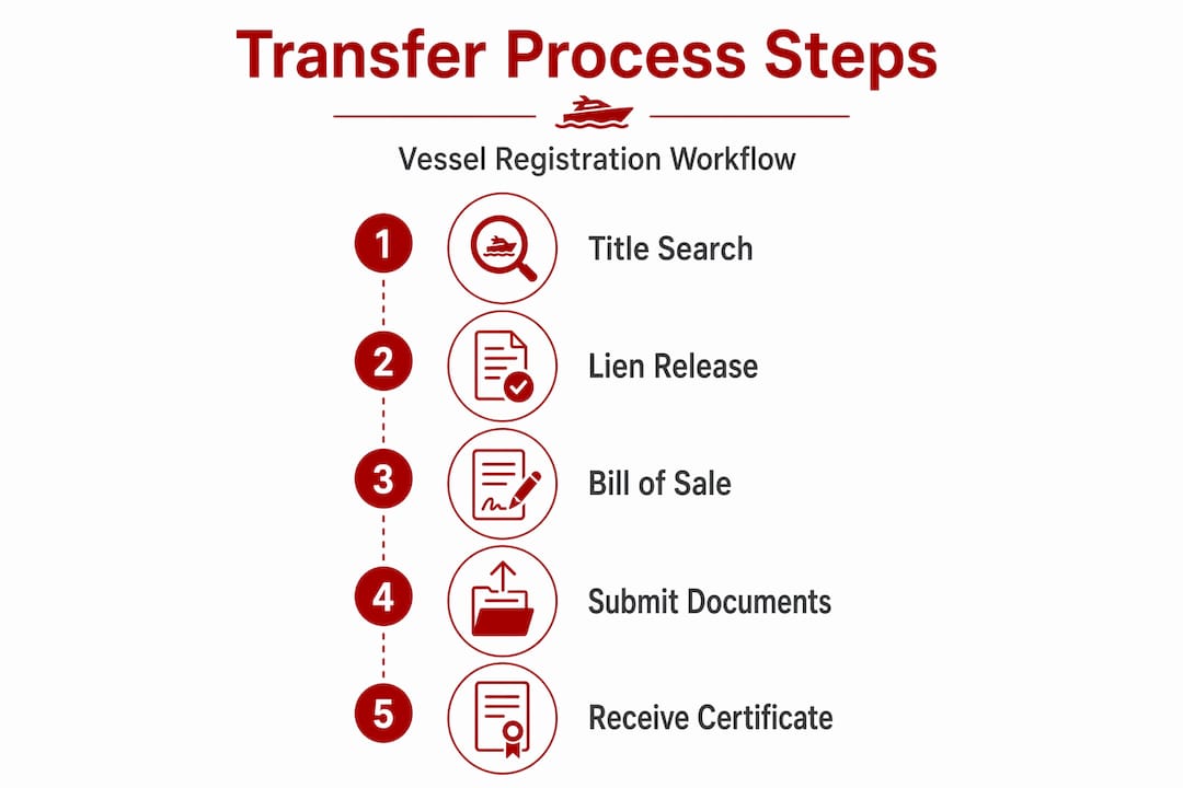 Infographic showing vessel registration transfer steps