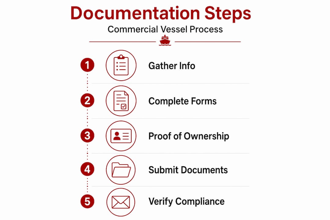 Infographic showing steps for vessel documentation process