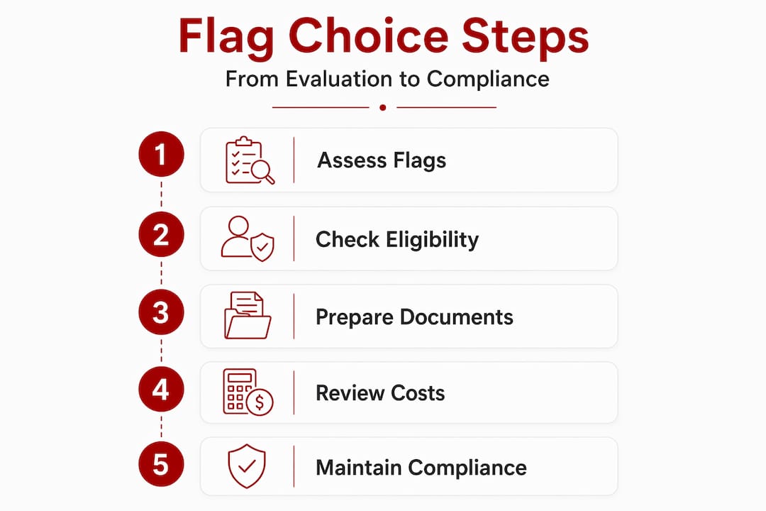 Infographic showing yacht flag selection process steps