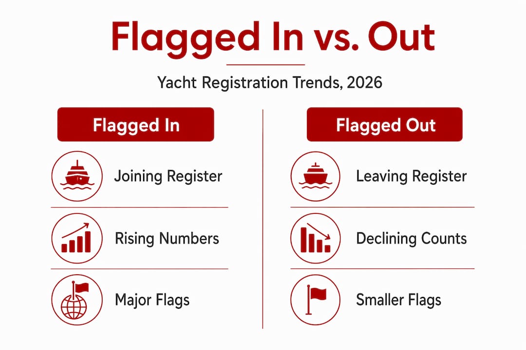 Infographic comparing flagged in and flagged out yacht registrations