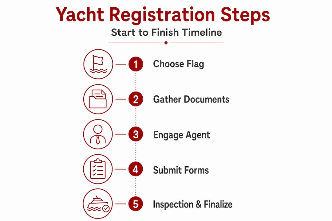 Infographic showing yacht registration step-by-step