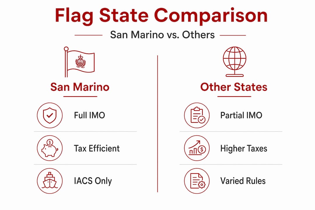 Infographic comparing San Marino and other flag states