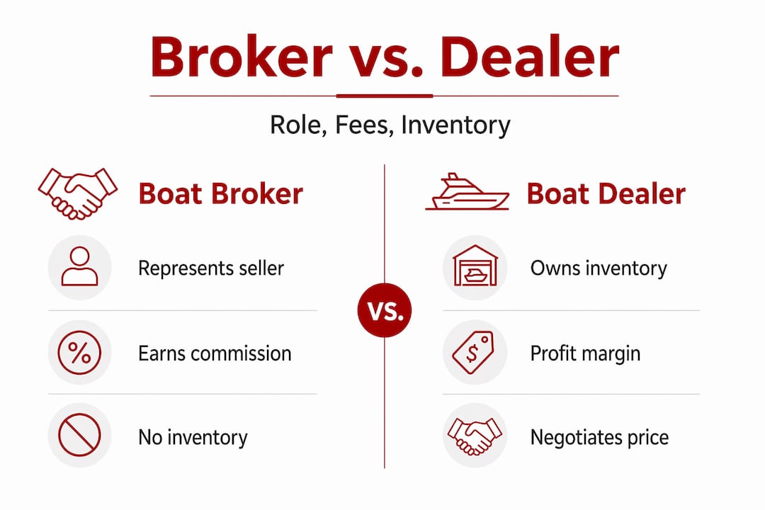 Infographic showing boat broker and dealer differences