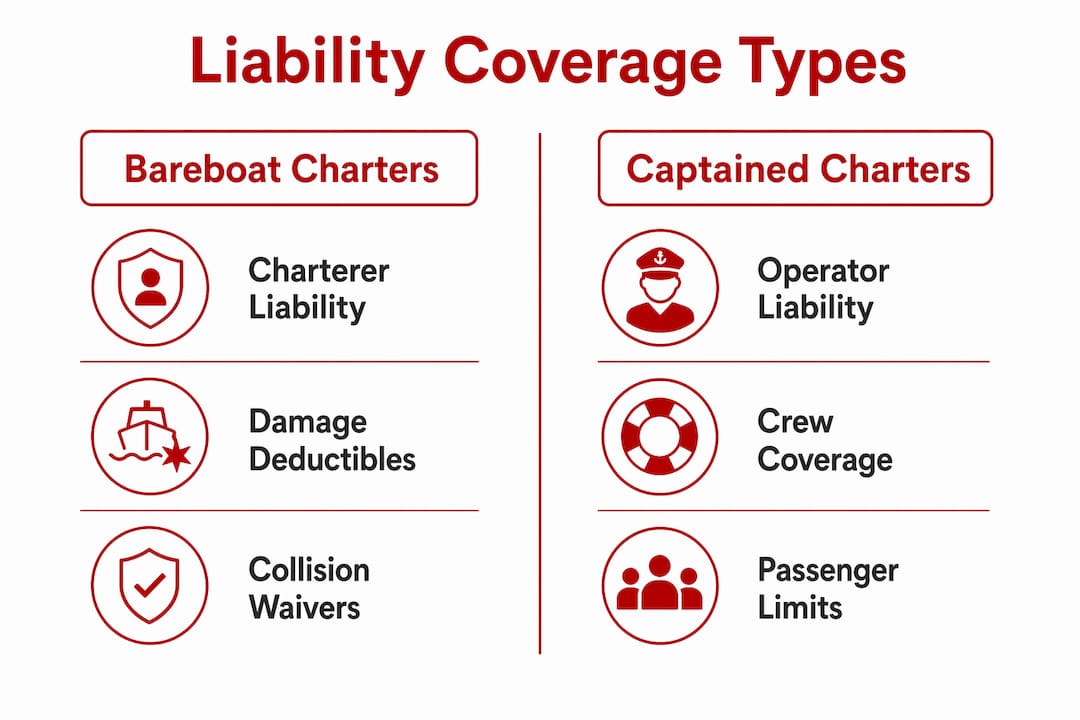 Infographic comparing charter liability coverage types