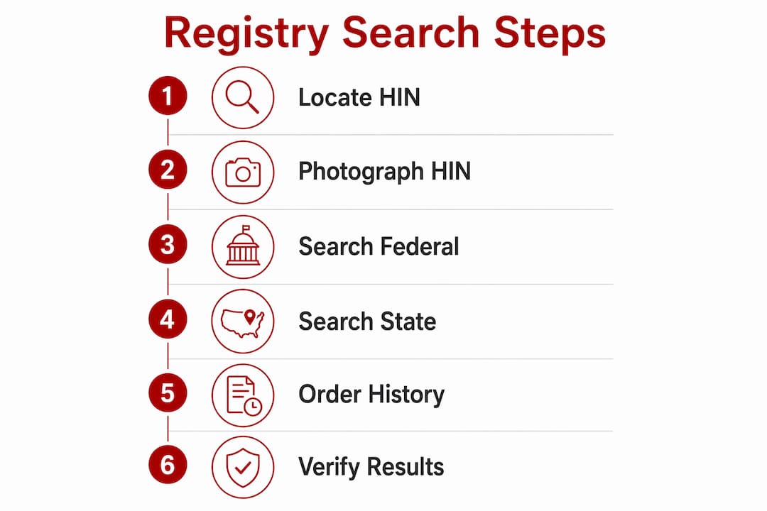Step-by-step infographic of boat registry search process