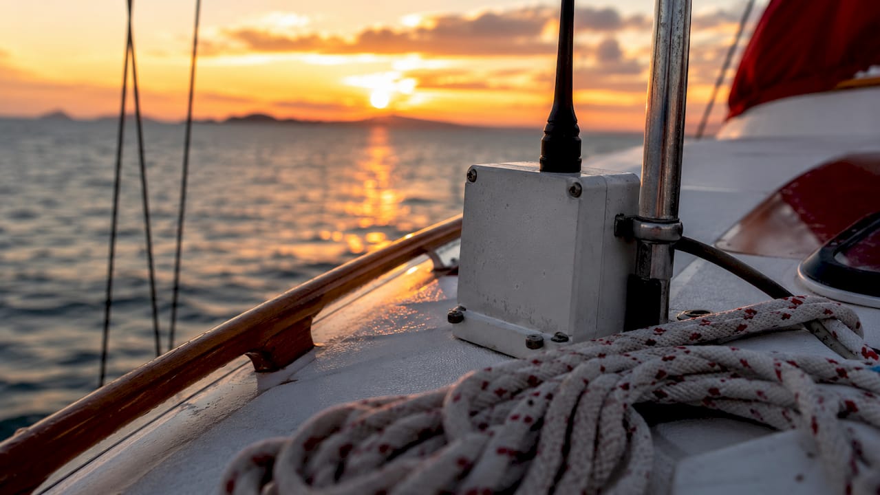 AIS Class B transponder on sailboat deck