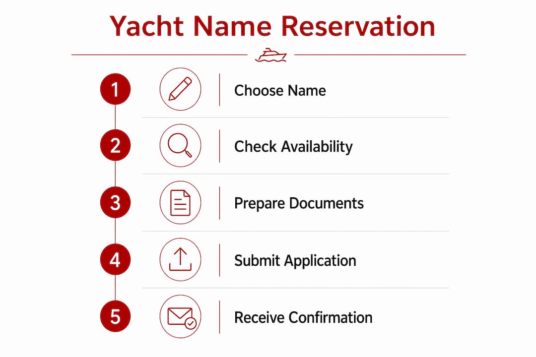 Infographic illustrating yacht name reservation steps