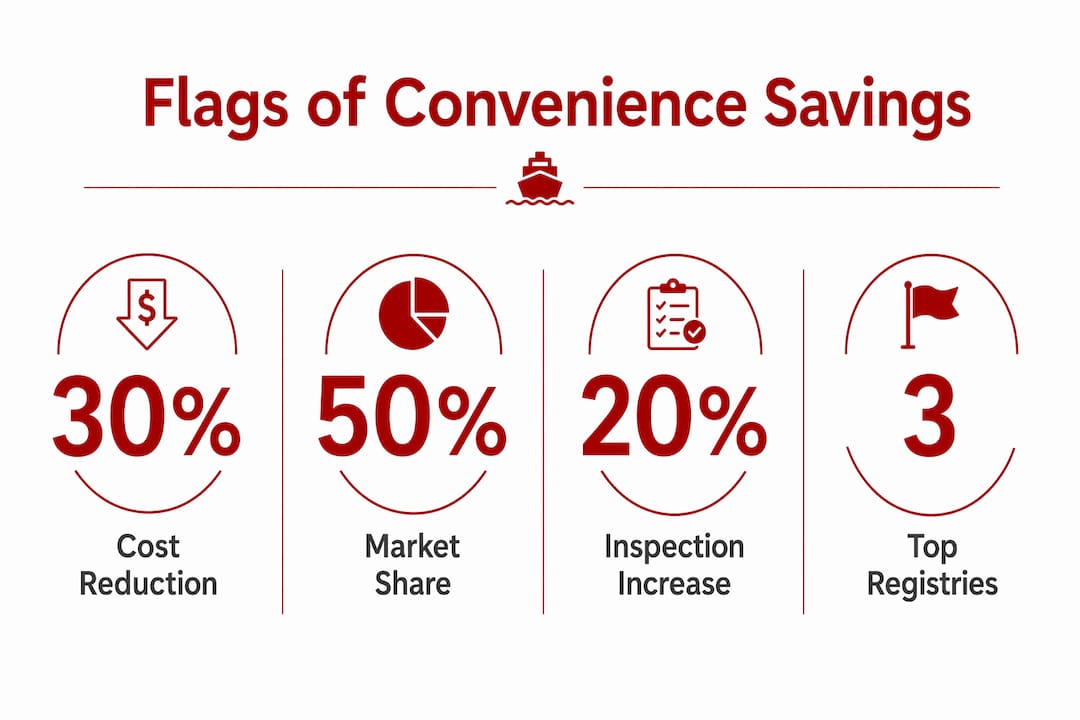 Infographic showing flags of convenience economic impact stats