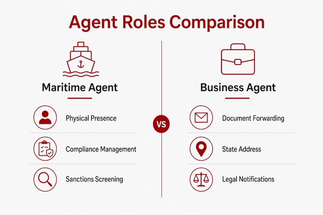 Infographic comparing maritime and business registration agents