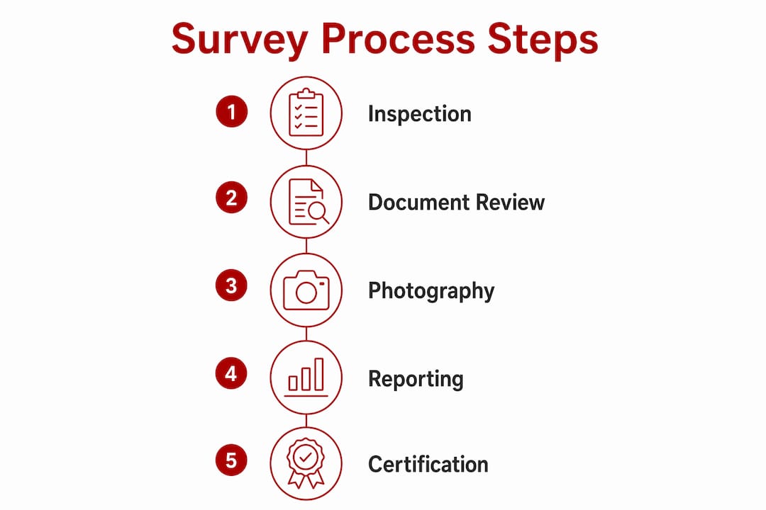 Infographic showing vessel survey process steps