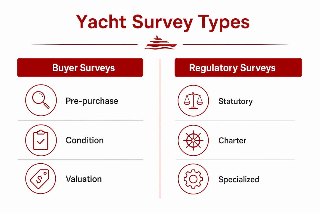 Infographic comparing main types of yacht surveys