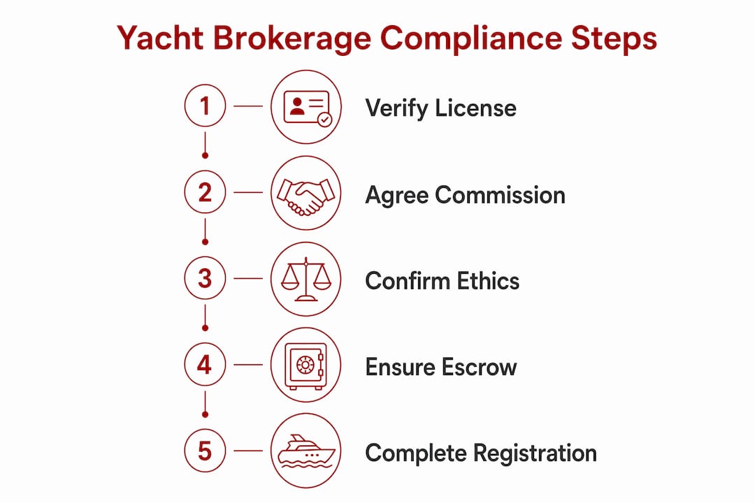 Infographic outlining yacht brokerage compliance steps