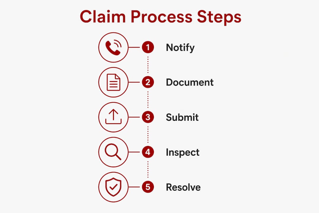 Infographic illustrating charter yacht insurance claim steps