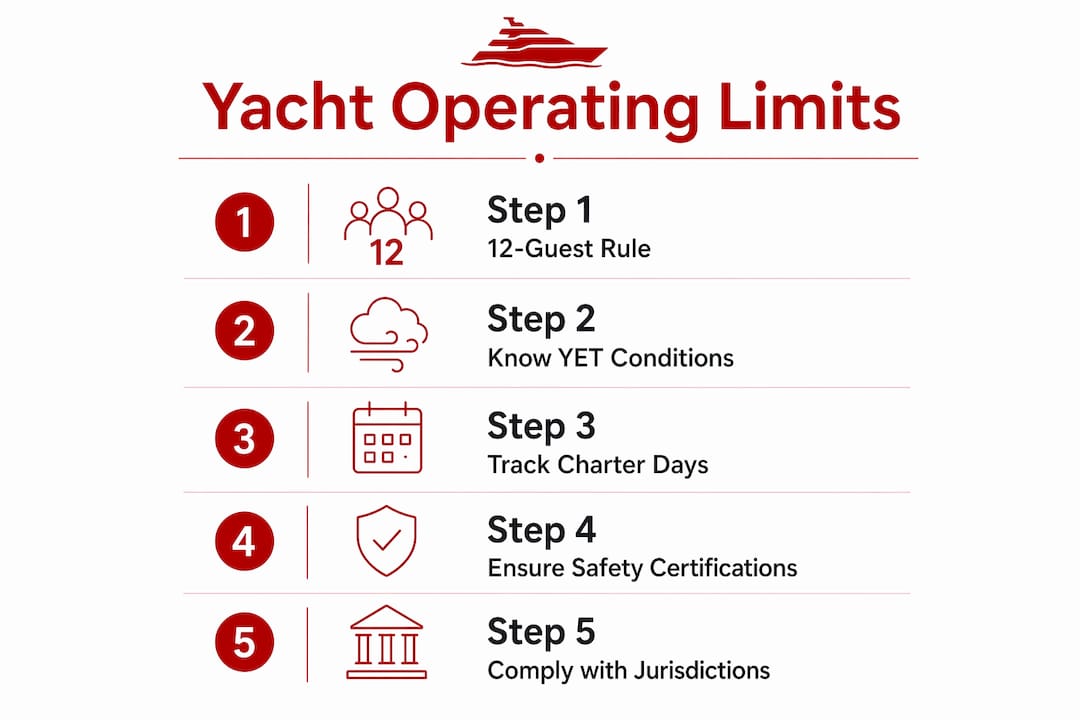 Infographic outlining key private yacht operating limit steps