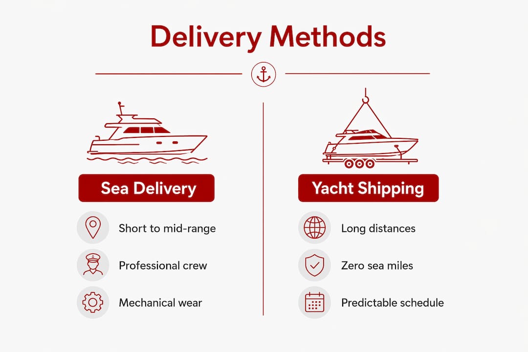Infographic comparing yacht delivery methods