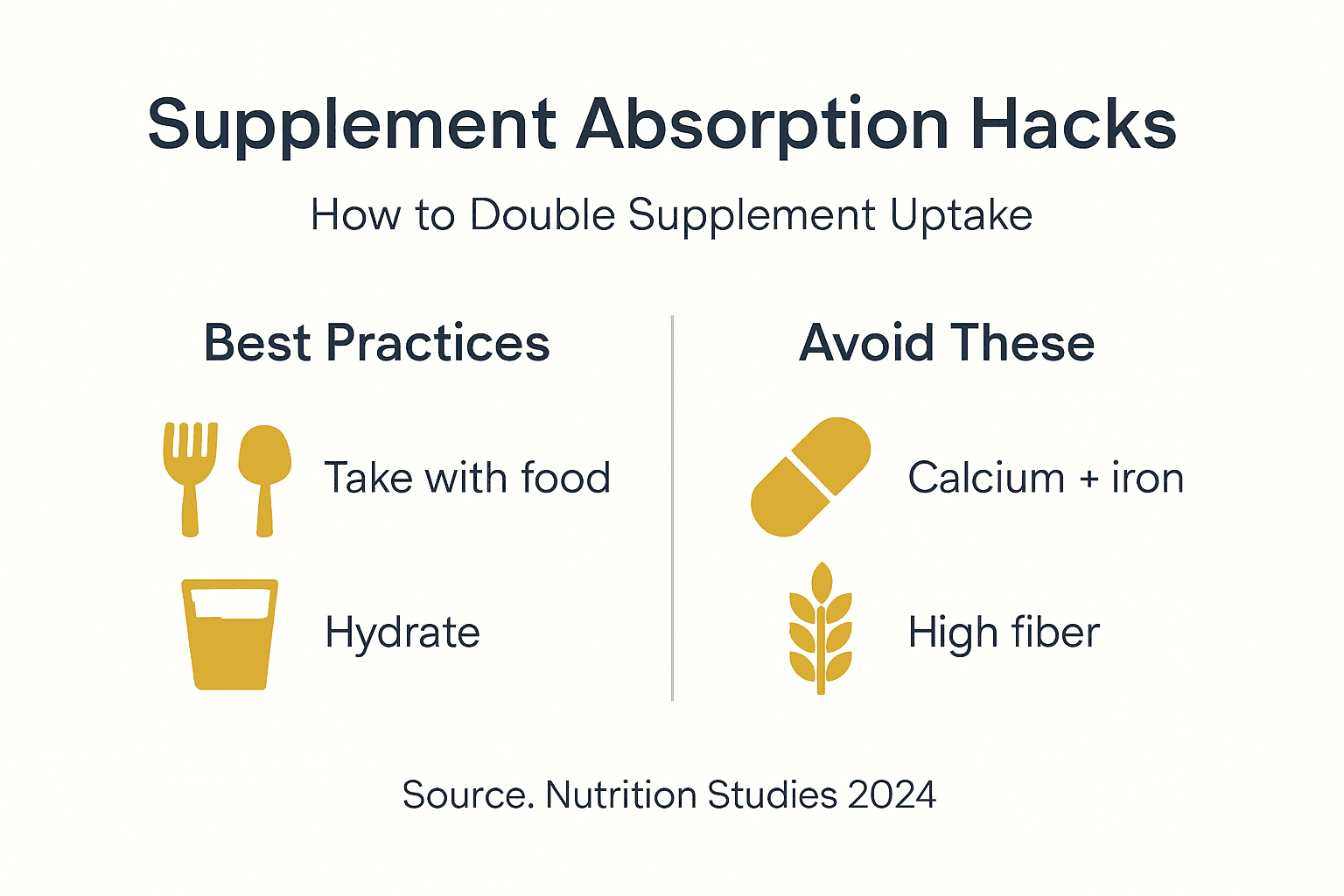 Infographic showing supplement absorption strategies