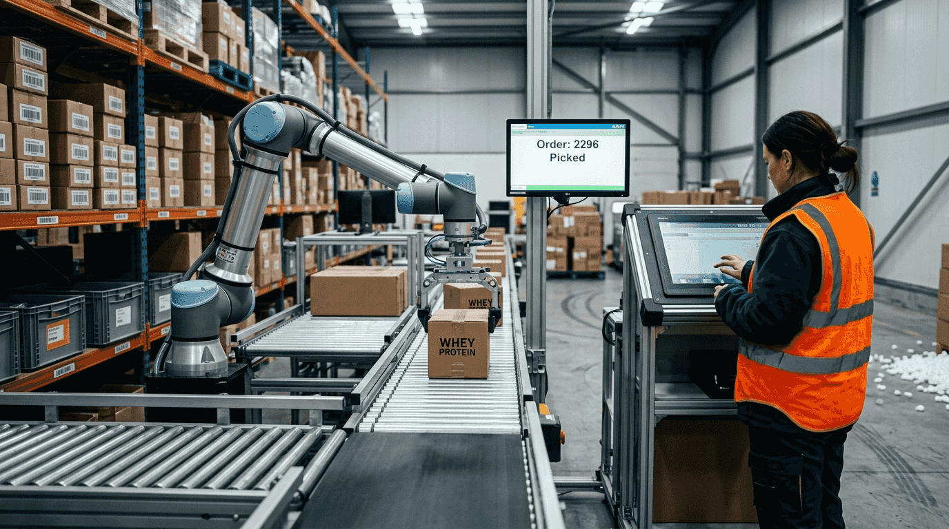 Robotic arm sorting supplement deliveries