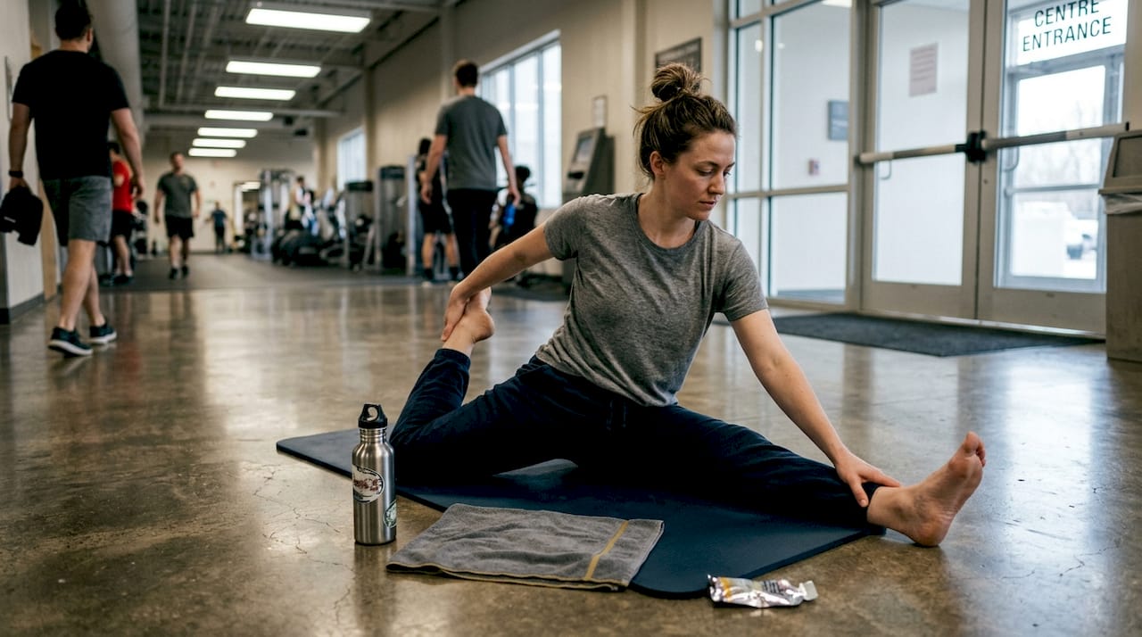 Woman stretching after workout to reduce inflammation