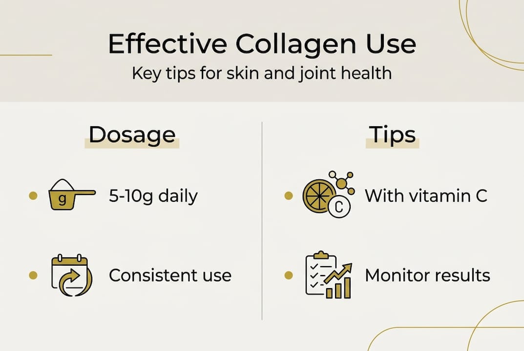 Infographic on collagen supplement usage tips