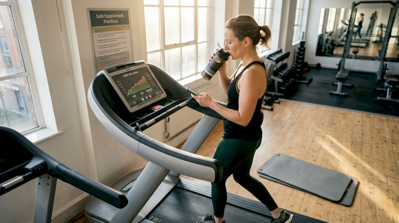 Woman warming up with pre-workout drink