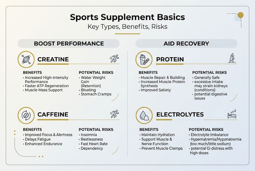 Infographic sports supplement benefits and risks