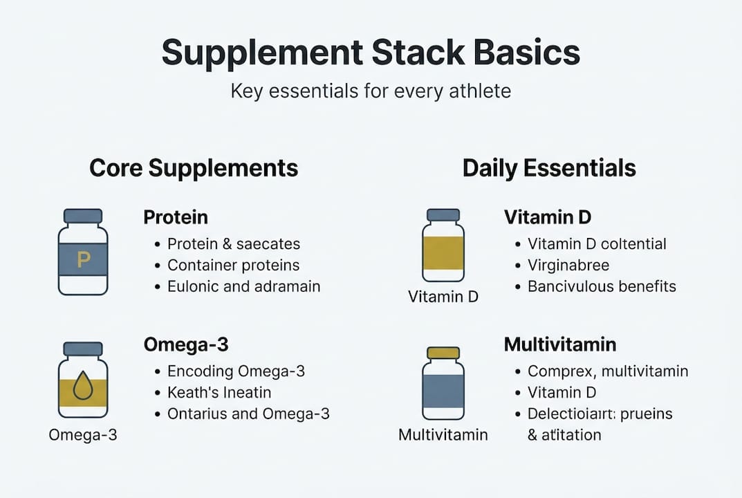Infographic showing basic supplement stack essentials