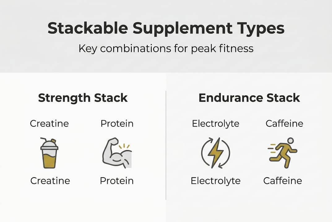 Infographic showing common supplement stack types