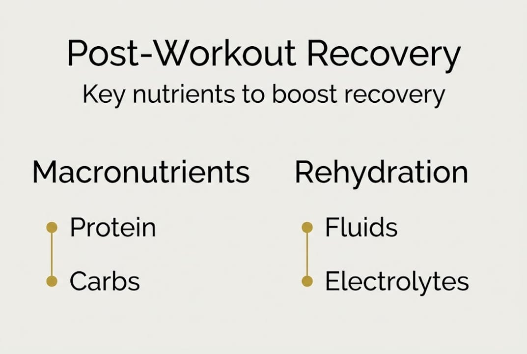 Infographic showing main elements of post-workout nutrition