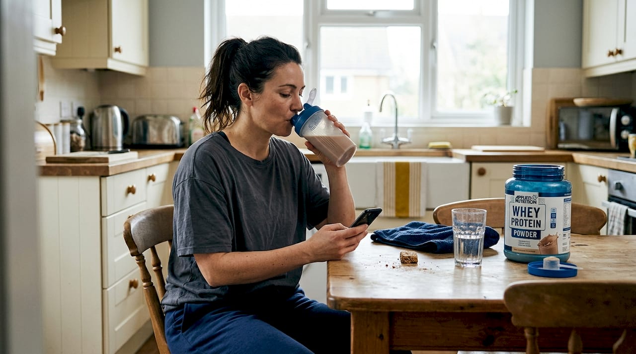 Woman enjoying protein shake after workout
