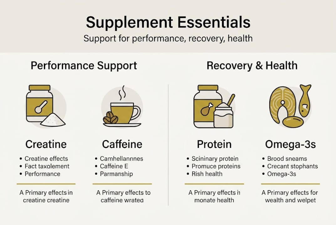 Infographic showing supplement types and effects