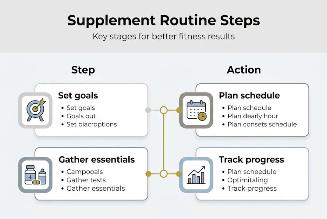 Infographic with supplement routine key steps