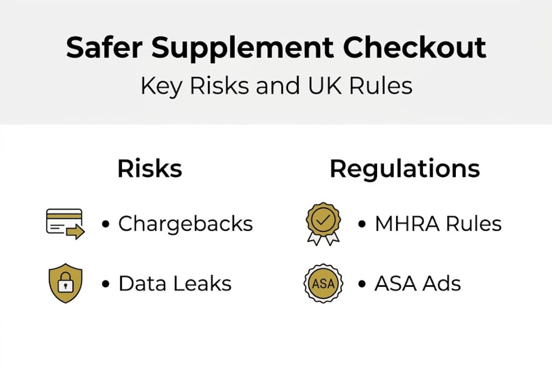Infographic on supplement checkout risks and regulations